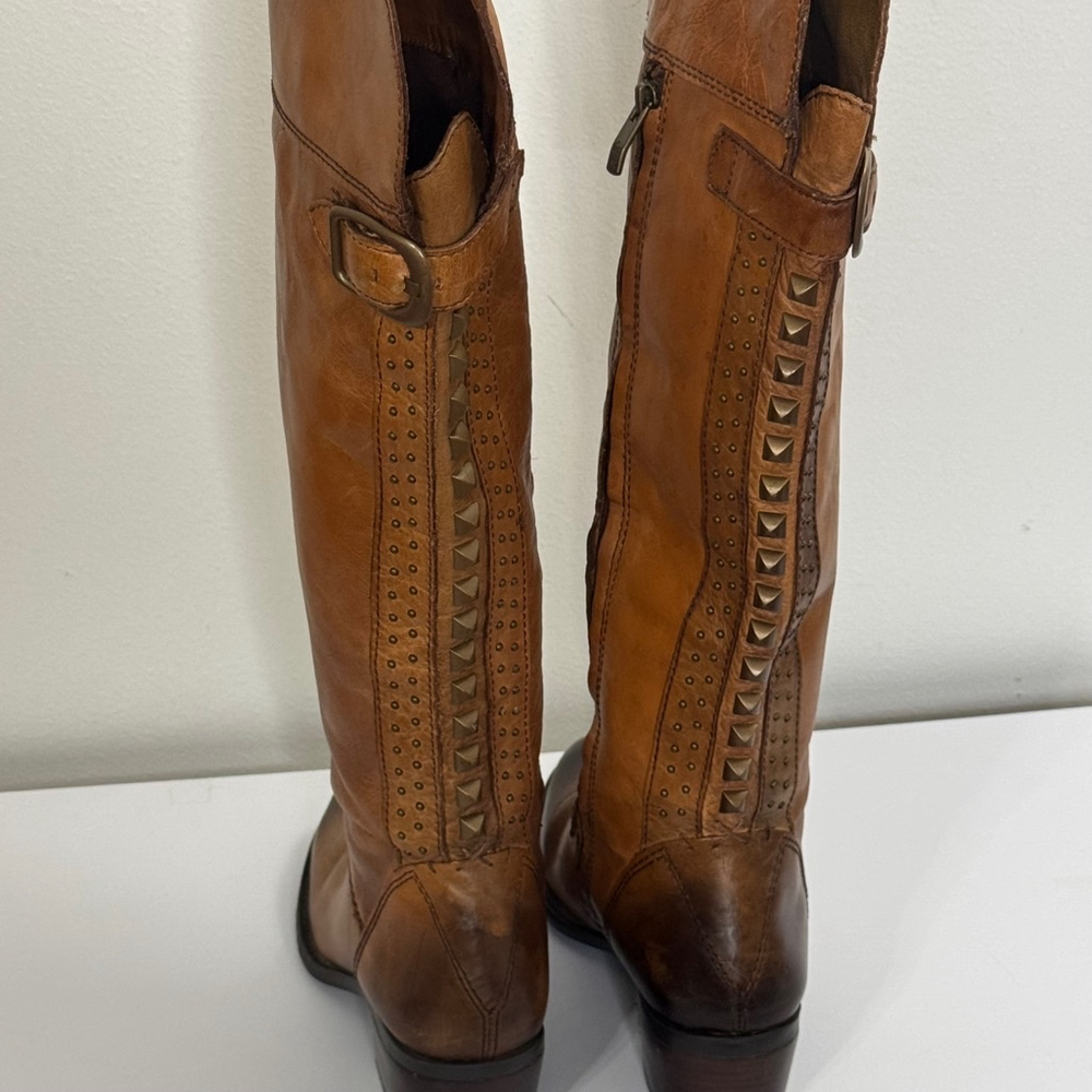 Vince Camuto Bollo Knee-High Brown Leather Studded Riding Boots Wm Sz 7.… - Picture 5 of 11